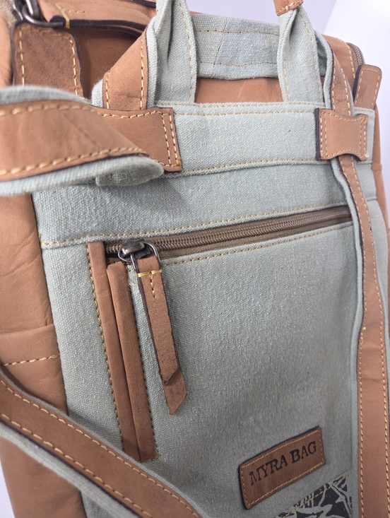 Myra Bison Flower Horse Trail Leather & Canvas Backpack main image 11